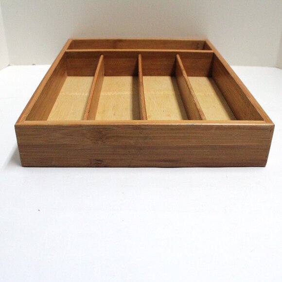 Bed Bath & Beyond 14" Bamboo Drawer Utensil Organizer Flatware Cutlery Tray - Picture 4 of 15